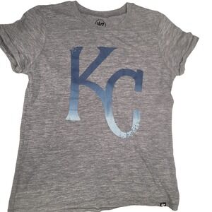 47 Brand Kansas City Royals Womens Small Gray Blue KC Logo Tri-Blend T-Shirt